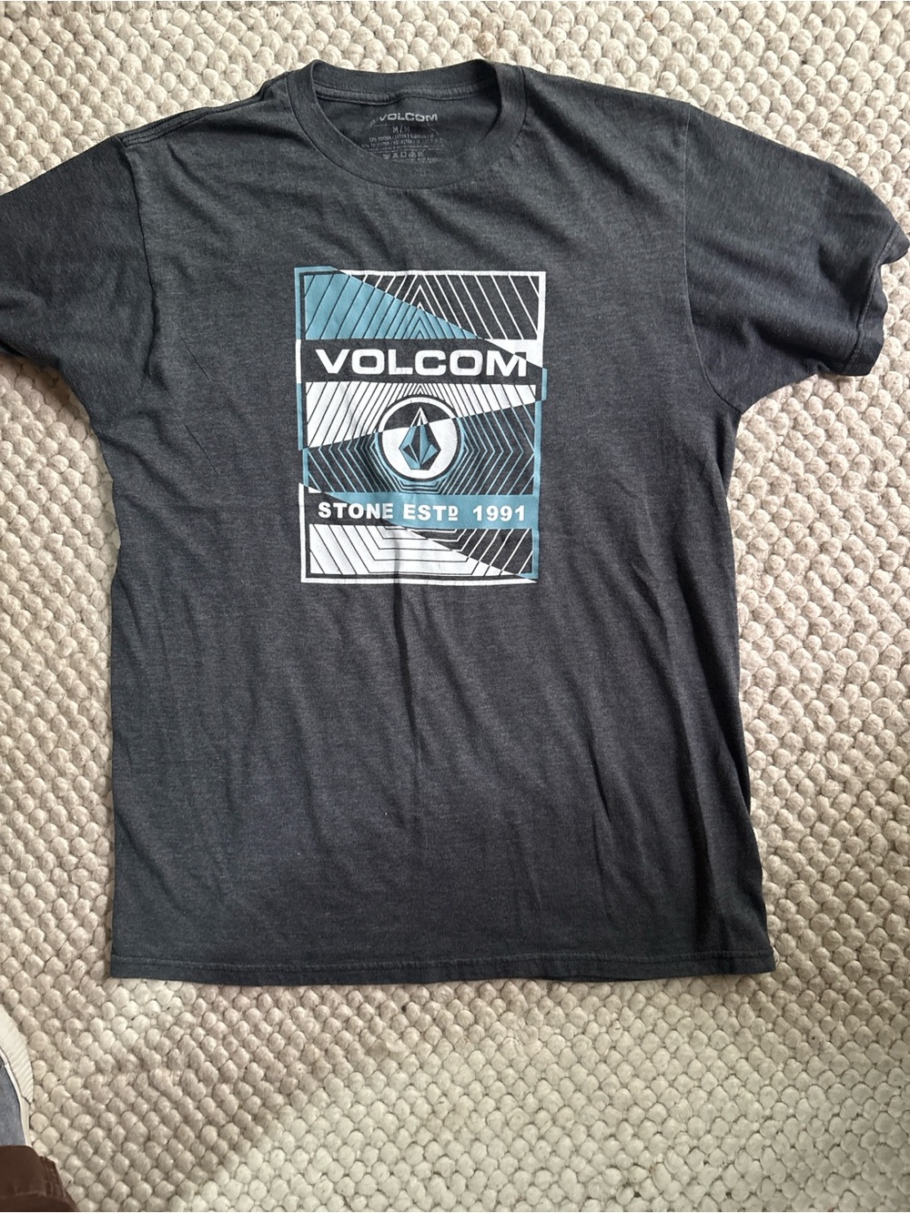 Volcom Black Short-Sleeve Graphic Tee with Blue & White Logo